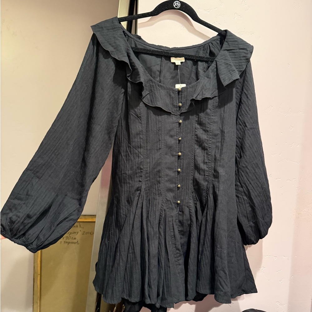 Anthropologie Black Dress with build in shorts